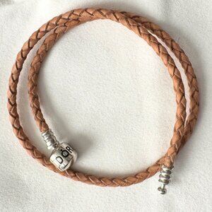 34cm Pandora Brown Leather Double Wrap Bracelet 13.4" ONLY 1 in Stock